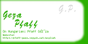 geza pfaff business card